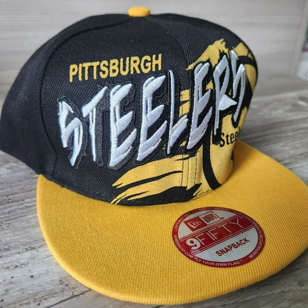 NFL Pittsburgh Steelers New Era 9Fifty Big Tall Graffiti Letter Snapback Hat Vtg
